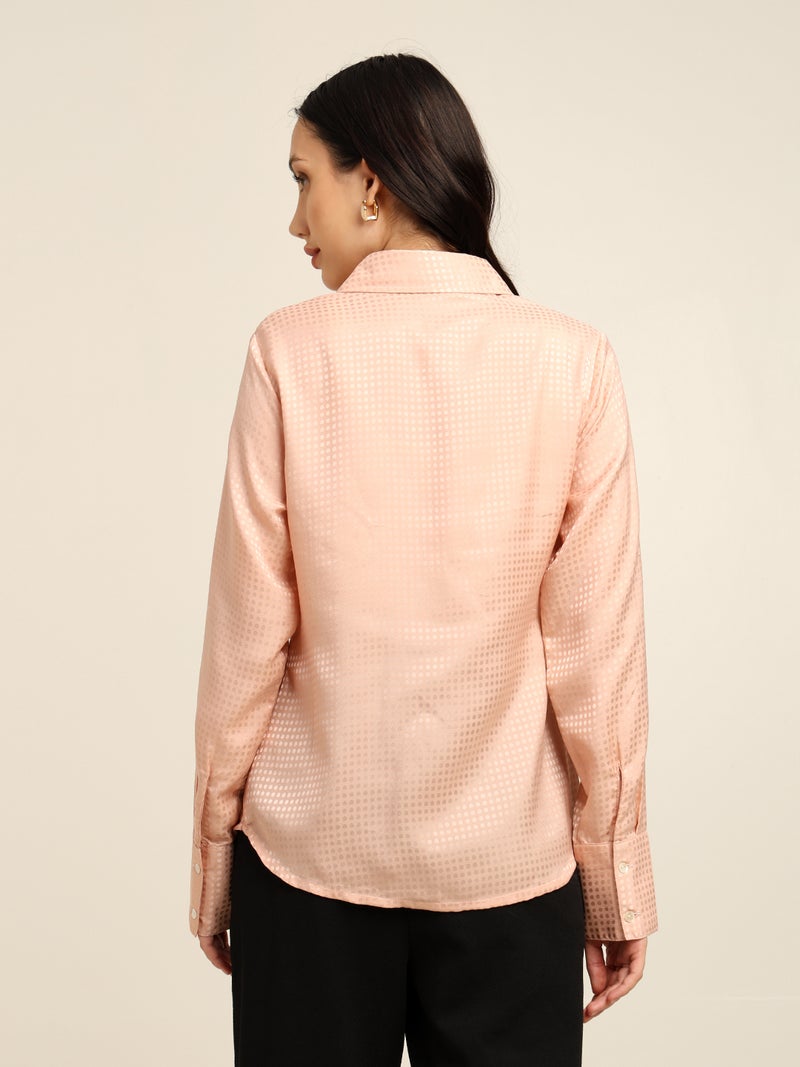 7OUNCE Peach Dobby Full Sleeve Shirt for Women - Image 4